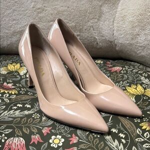 Prada Cream Patent Leather Heels